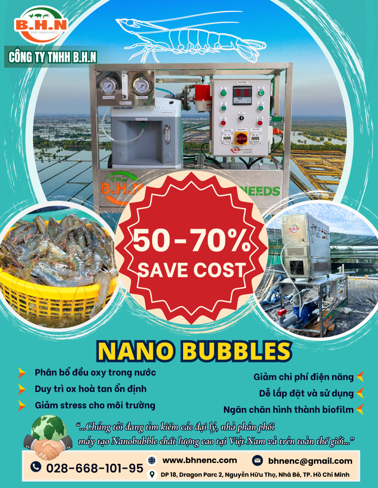 CÔNG NGHỆ SIÊU BONG KHÍ NANO BUBBLES CẢI THIỆN NUÔI TÔM