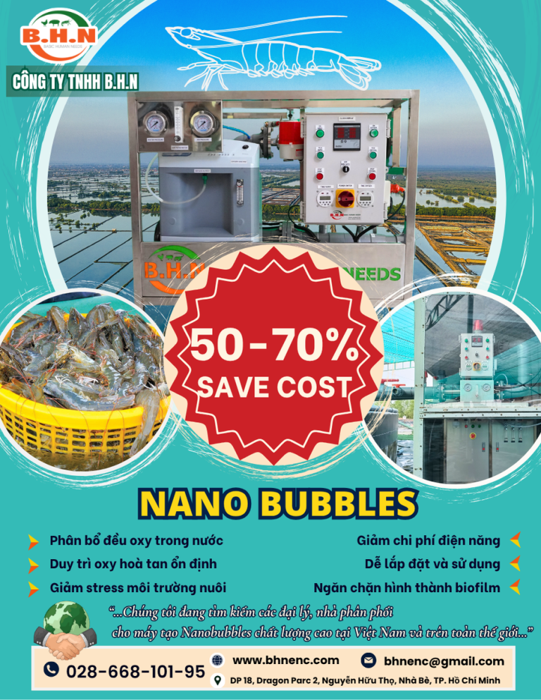 CÔNG NGHỆ SIÊU BONG KHÍ NANO BUBBLES CẢI THIỆN NUÔI TÔM