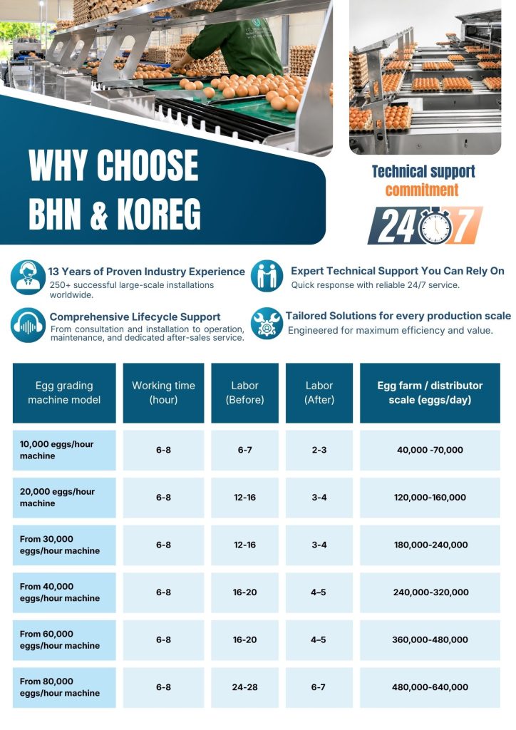 Daily Egg Production vs Recommended Egg Grading Machine Capacity